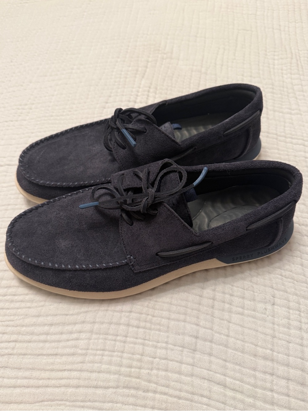 Sperry Navy Suede Plushwave 2-Eye Boat Shoes | size 13